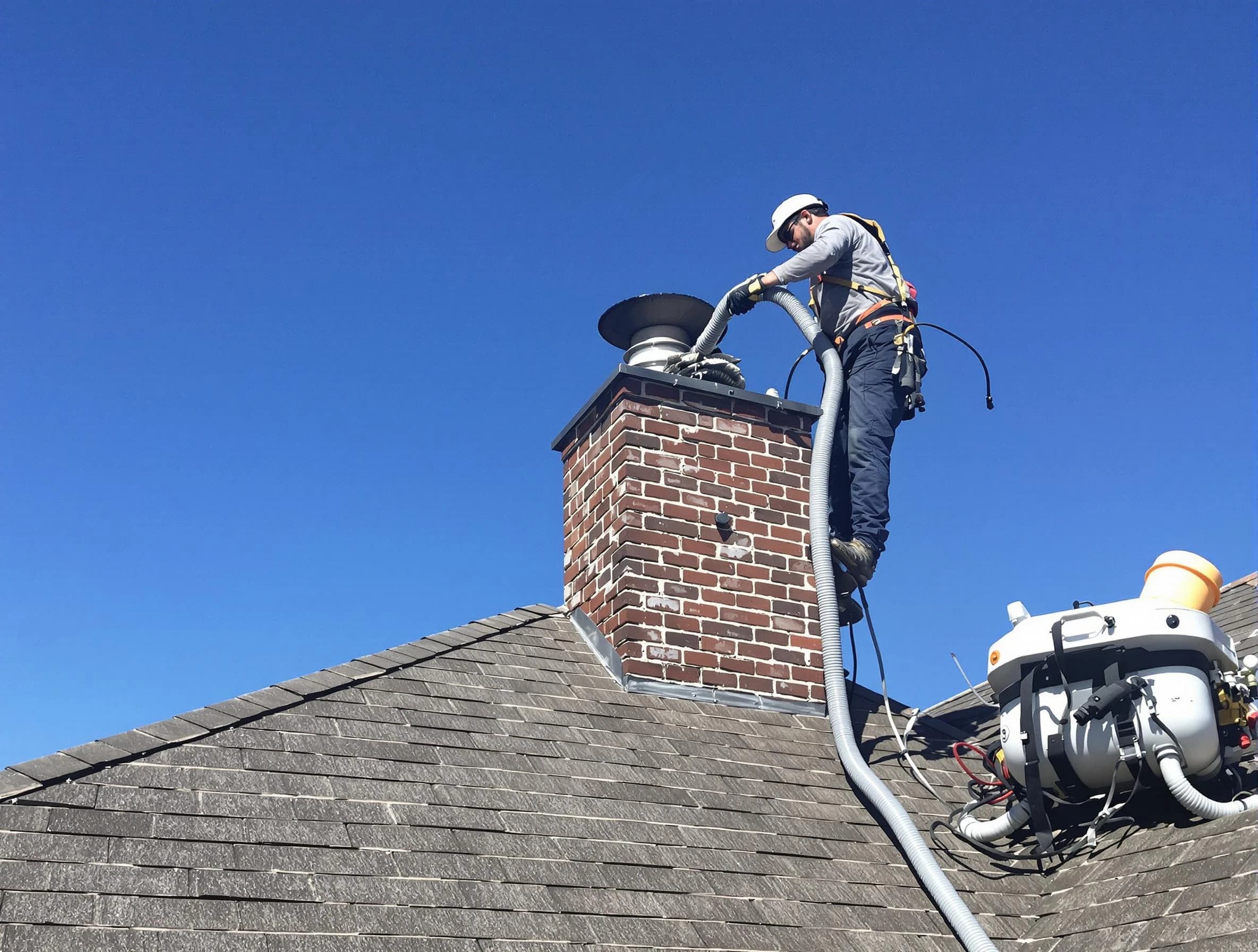 Dedicated Thompson's Station Chimney Sweep team member cleaning a chimney in Thompson's Station, TN