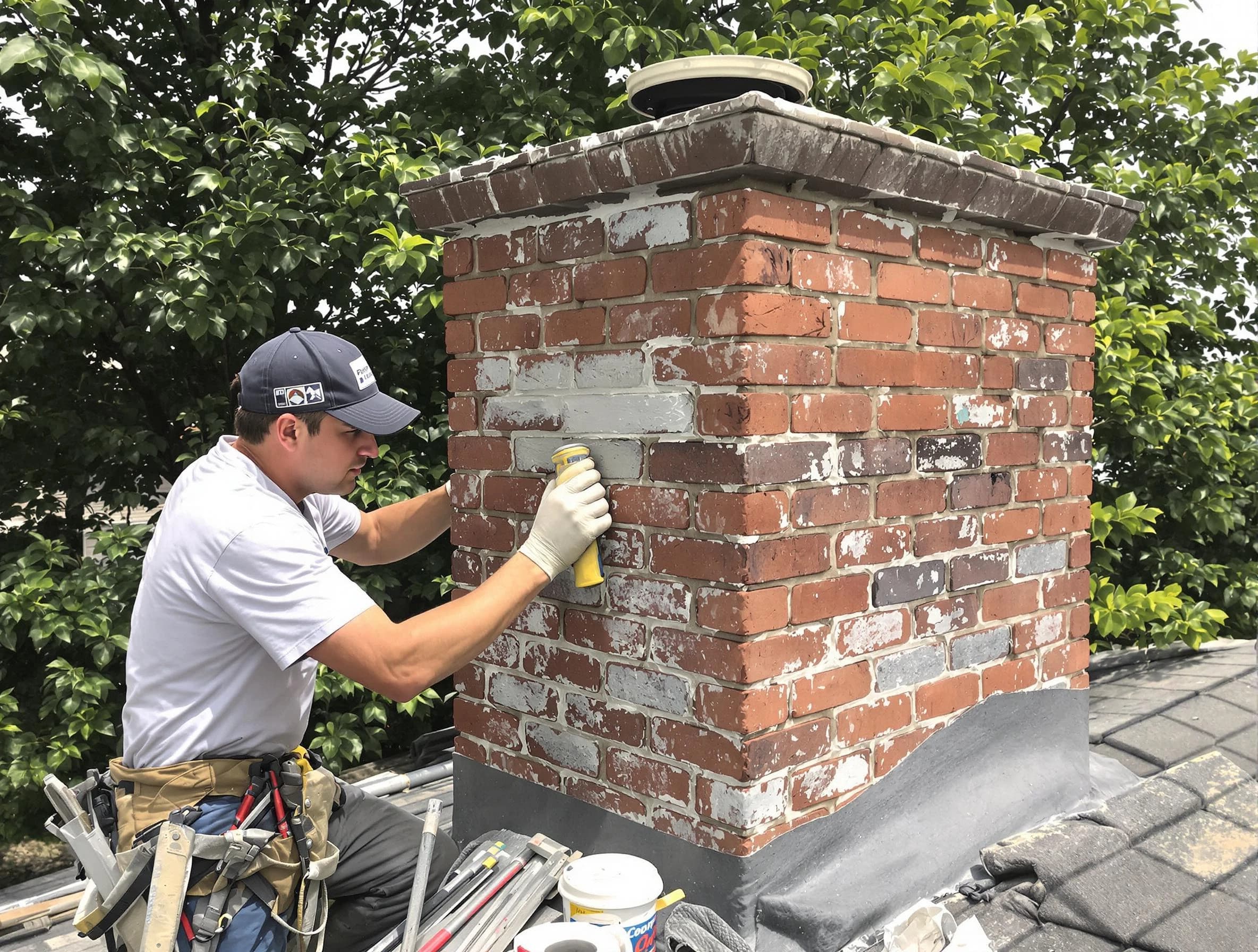 Thompson's Station Chimney Sweep restoring an aging chimney in Thompson's Station, TN