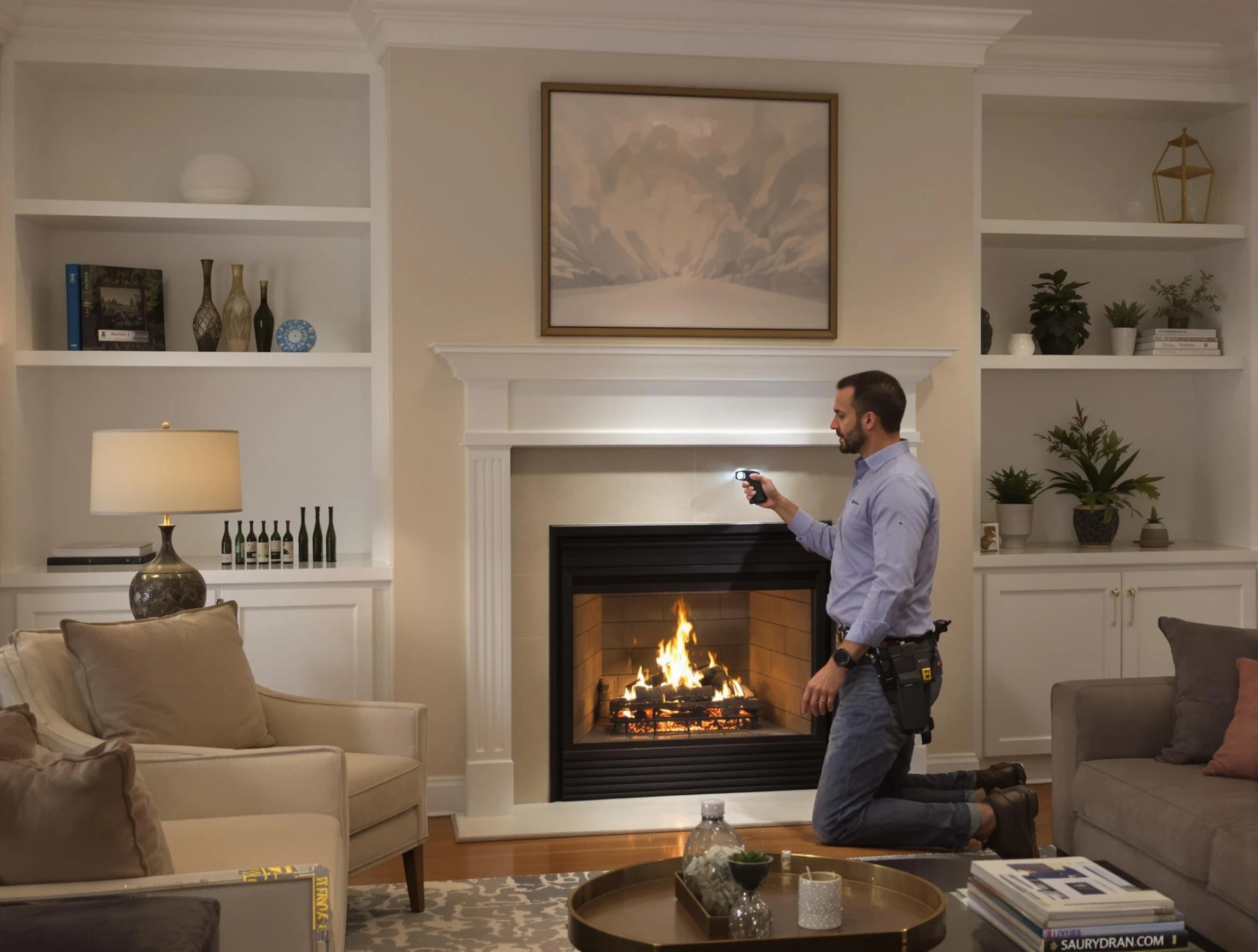 Thompson's Station Chimney Sweep conducting a fireplace safety inspection in Thompson's Station, TN