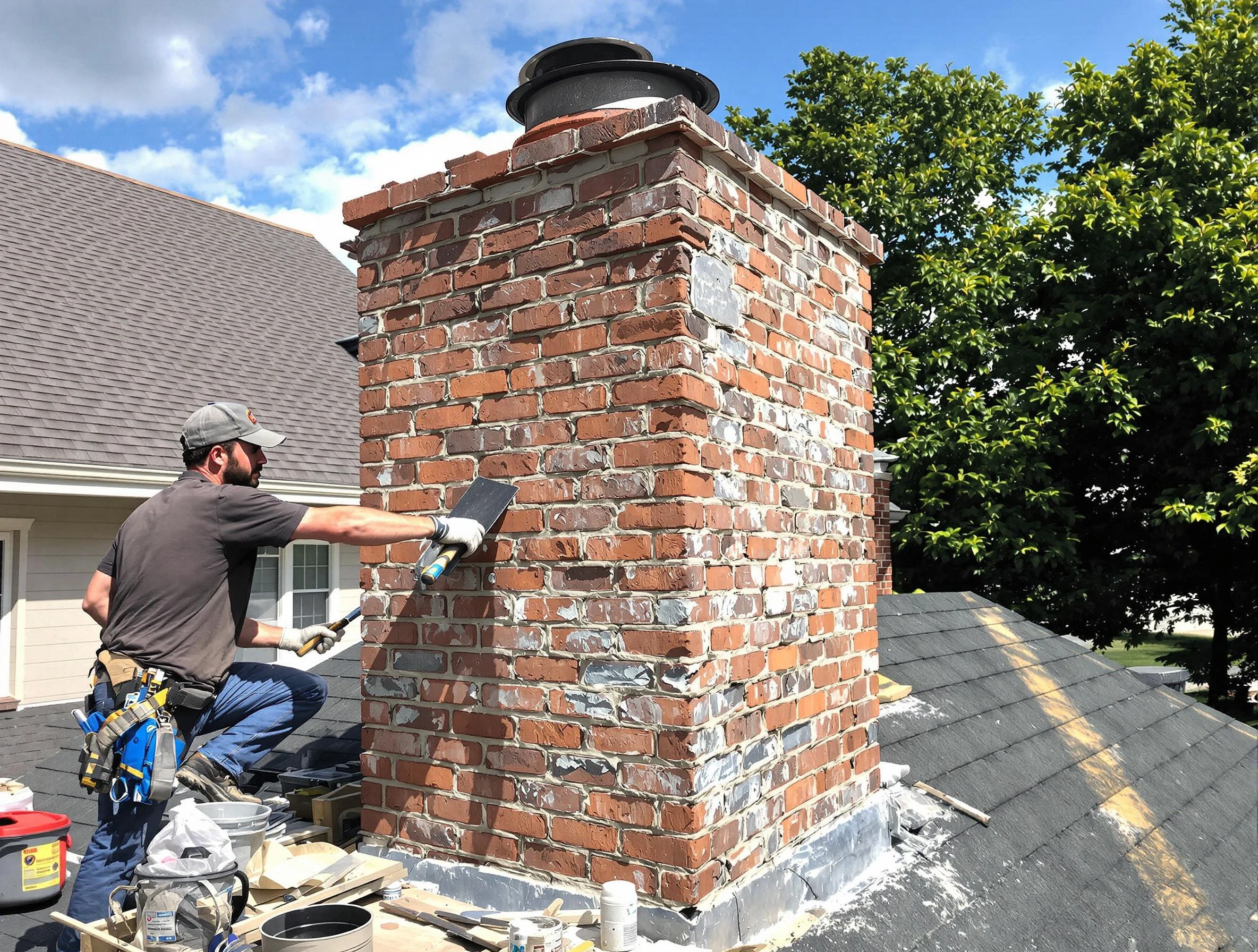 Completed chimney rebuild by Thompson's Station Chimney Sweep in Thompson's Station, TN