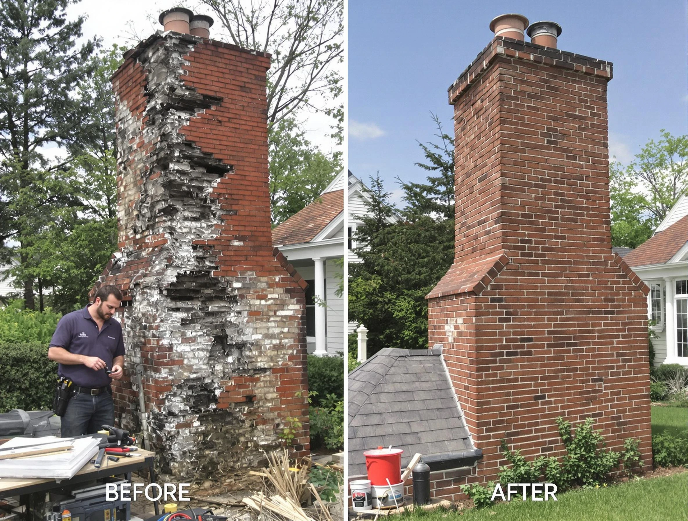 Thompson's Station Chimney Sweep performing a full chimney restoration in Thompson's Station, TN